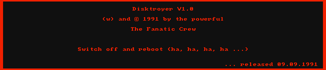 Screenshot of Disktroyer 1 file virus