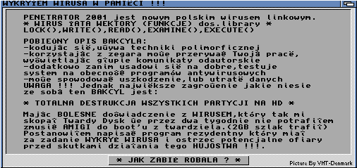 Screenshot of Penetrator 2001 link virus